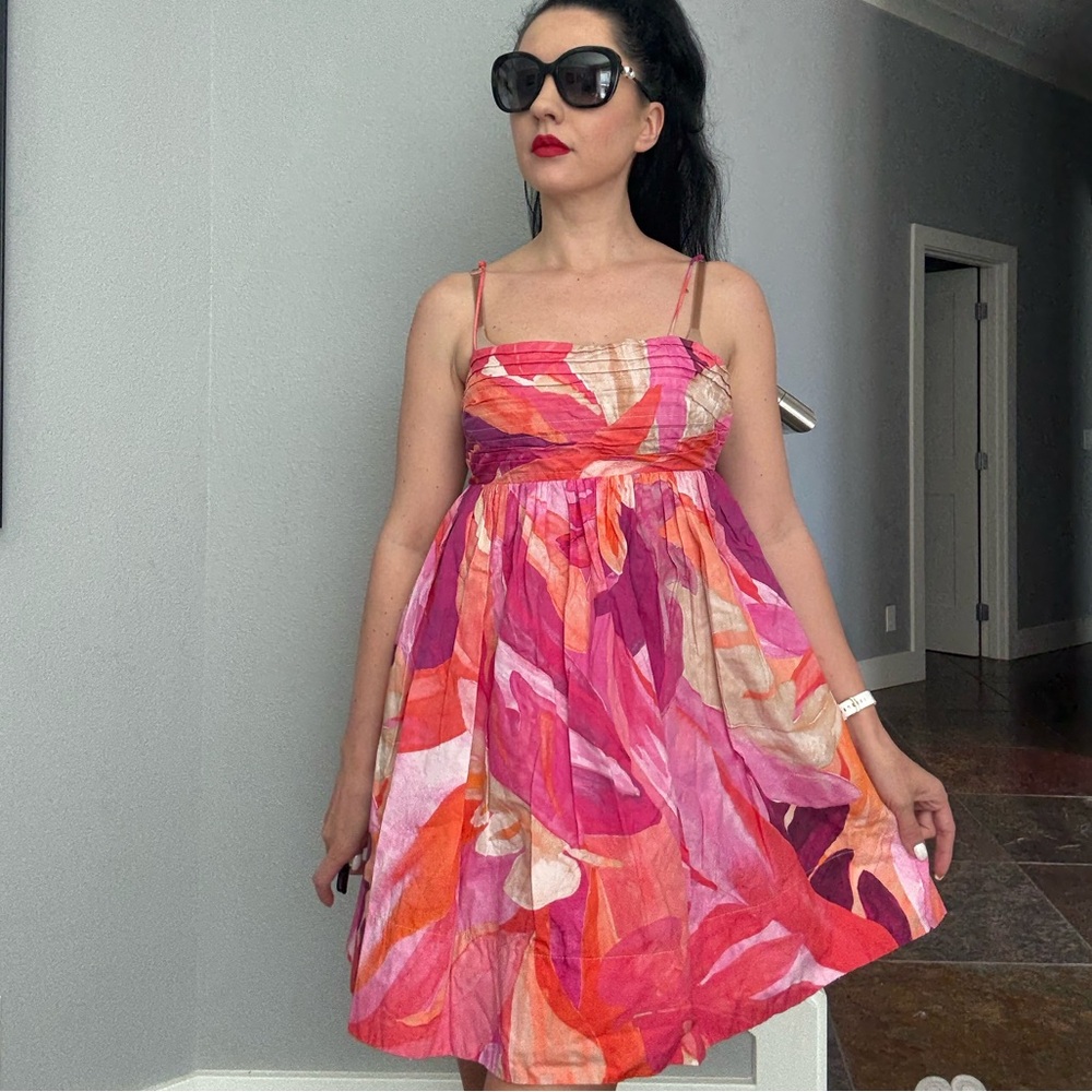 H&M Pink and Orange Spaghetti Strap Sundress for Weddings